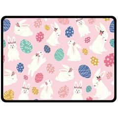 Cute Bunnies Easter Eggs Seamless Pattern Fleece Blanket (large) 