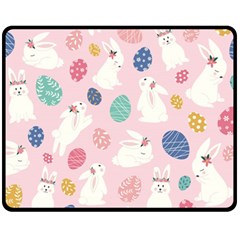 Cute Bunnies Easter Eggs Seamless Pattern Fleece Blanket (medium)  by Jancukart