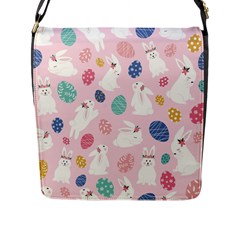 Cute Bunnies Easter Eggs Seamless Pattern Flap Closure Messenger Bag (l) by Jancukart