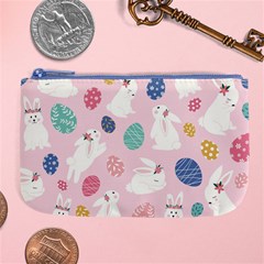 Cute Bunnies Easter Eggs Seamless Pattern Large Coin Purse by Jancukart