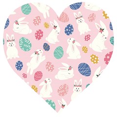 Cute Bunnies Easter Eggs Seamless Pattern Wooden Puzzle Heart by Jancukart