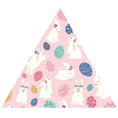 Cute Bunnies Easter Eggs Seamless Pattern Wooden Puzzle Triangle by Jancukart