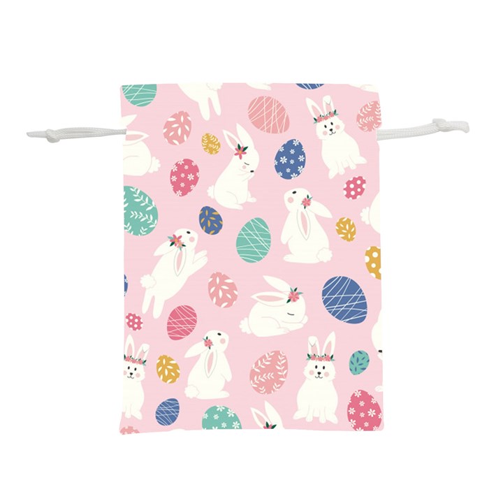 Cute Bunnies Easter Eggs Seamless Pattern Lightweight Drawstring Pouch (M)