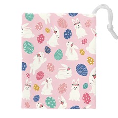 Cute Bunnies Easter Eggs Seamless Pattern Drawstring Pouch (5xl) by Jancukart