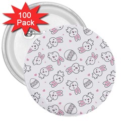 Cute Pattern With Easter Bunny Egg 3  Buttons (100 Pack) 