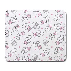 Cute Pattern With Easter Bunny Egg Large Mousepads