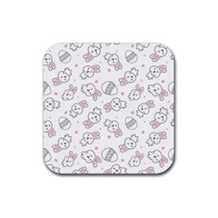 Cute Pattern With Easter Bunny Egg Rubber Coaster (square) by Jancukart