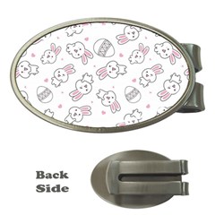 Cute Pattern With Easter Bunny Egg Money Clips (oval) 