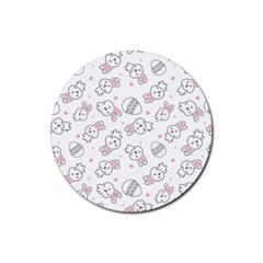 Cute Pattern With Easter Bunny Egg Rubber Coaster (round) by Jancukart