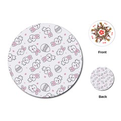 Cute Pattern With Easter Bunny Egg Playing Cards Single Design (round)