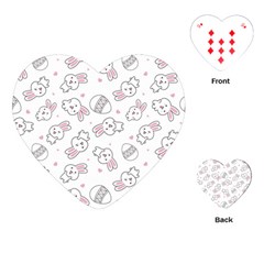 Cute Pattern With Easter Bunny Egg Playing Cards Single Design (heart)