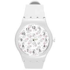 Cute Pattern With Easter Bunny Egg Round Plastic Sport Watch (m) by Jancukart