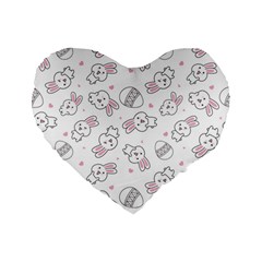 Cute Pattern With Easter Bunny Egg Standard 16  Premium Flano Heart Shape Cushions