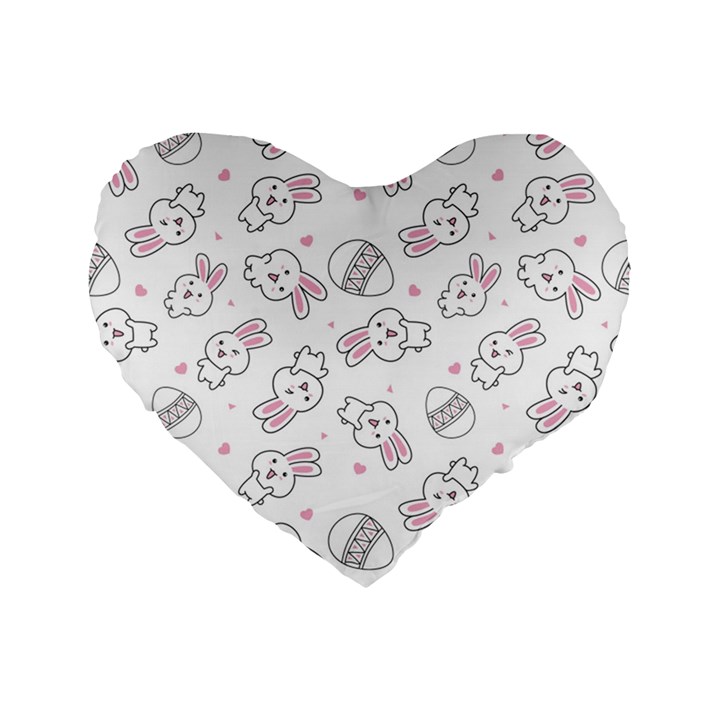 Cute Pattern With Easter Bunny Egg Standard 16  Premium Flano Heart Shape Cushions