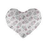 Cute Pattern With Easter Bunny Egg Standard 16  Premium Flano Heart Shape Cushions Back