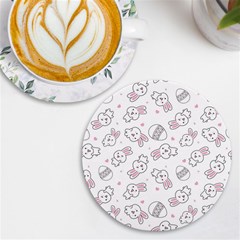 Cute Pattern With Easter Bunny Egg Uv Print Round Tile Coaster by Jancukart