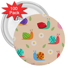 Seamless Pattern Cute Snail With Flower Leaf 3  Buttons (100 Pack) 