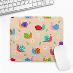 Seamless Pattern Cute Snail With Flower Leaf Large Mousepads by Jancukart