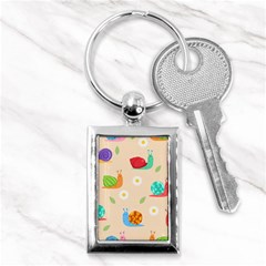 Seamless Pattern Cute Snail With Flower Leaf Key Chain (rectangle) by Jancukart