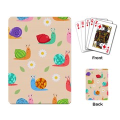 Seamless Pattern Cute Snail With Flower Leaf Playing Cards Single Design (rectangle)