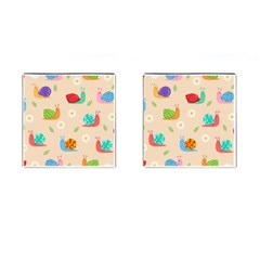 Seamless Pattern Cute Snail With Flower Leaf Cufflinks (square)