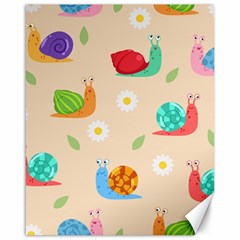 Seamless Pattern Cute Snail With Flower Leaf Canvas 16  X 20  by Jancukart