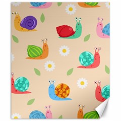 Seamless Pattern Cute Snail With Flower Leaf Canvas 20  X 24  by Jancukart