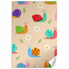 Seamless Pattern Cute Snail With Flower Leaf Canvas 20  X 30  by Jancukart