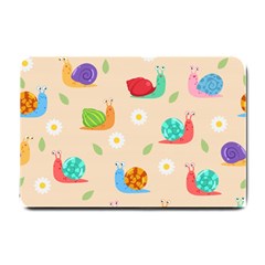 Seamless Pattern Cute Snail With Flower Leaf Small Doormat  by Jancukart