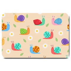 Seamless Pattern Cute Snail With Flower Leaf Large Doormat  by Jancukart