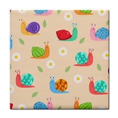 Seamless Pattern Cute Snail With Flower Leaf Face Towel by Jancukart