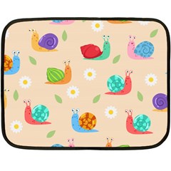 Seamless Pattern Cute Snail With Flower Leaf Double Sided Fleece Blanket (mini)  by Jancukart