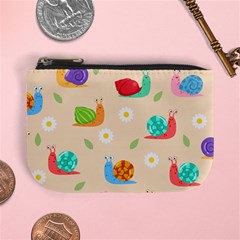 Seamless Pattern Cute Snail With Flower Leaf Mini Coin Purse by Jancukart