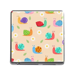 Seamless Pattern Cute Snail With Flower Leaf Memory Card Reader (square 5 Slot) by Jancukart