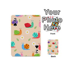 Seamless Pattern Cute Snail With Flower Leaf Playing Cards 54 Designs (mini)