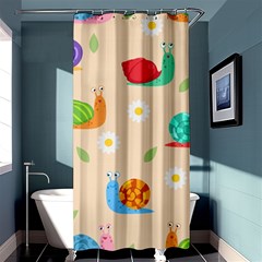 Seamless Pattern Cute Snail With Flower Leaf Shower Curtain 36  X 72  (stall)  by Jancukart