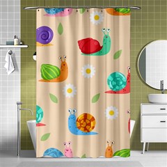 Seamless Pattern Cute Snail With Flower Leaf Shower Curtain 48  X 72  (small)  by Jancukart