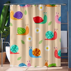 Seamless Pattern Cute Snail With Flower Leaf Shower Curtain 60  X 72  (medium)  by Jancukart