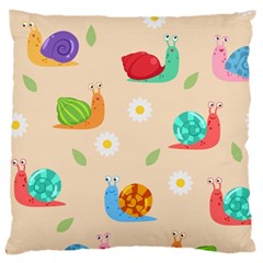 Seamless Pattern Cute Snail With Flower Leaf Large Cushion Case (one Side) by Jancukart