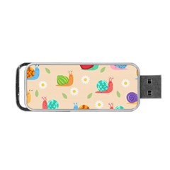 Seamless Pattern Cute Snail With Flower Leaf Portable Usb Flash (one Side)