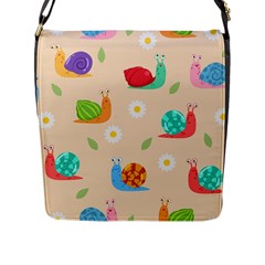 Seamless Pattern Cute Snail With Flower Leaf Flap Closure Messenger Bag (l) by Jancukart