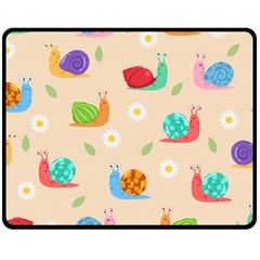 Seamless Pattern Cute Snail With Flower Leaf Double Sided Fleece Blanket (medium)  by Jancukart