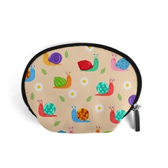 Seamless Pattern Cute Snail With Flower Leaf Accessory Pouch (small)