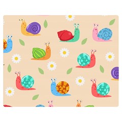 Seamless Pattern Cute Snail With Flower Leaf Double Sided Flano Blanket (medium)  by Jancukart