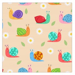 Seamless Pattern Cute Snail With Flower Leaf Square Satin Scarf (36  X 36 )