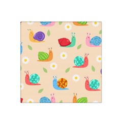 Seamless Pattern Cute Snail With Flower Leaf Satin Bandana Scarf 22  X 22 