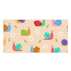 Seamless Pattern Cute Snail With Flower Leaf Satin Shawl 45  X 80 