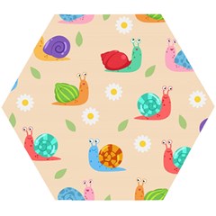 Seamless Pattern Cute Snail With Flower Leaf Wooden Puzzle Hexagon by Jancukart