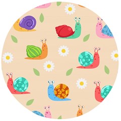 Seamless Pattern Cute Snail With Flower Leaf Wooden Bottle Opener (round) by Jancukart