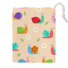 Seamless Pattern Cute Snail With Flower Leaf Drawstring Pouch (4xl)